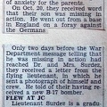 US-Cal. paper  reporting the Missing of USAAF airman Surdez ( 1)