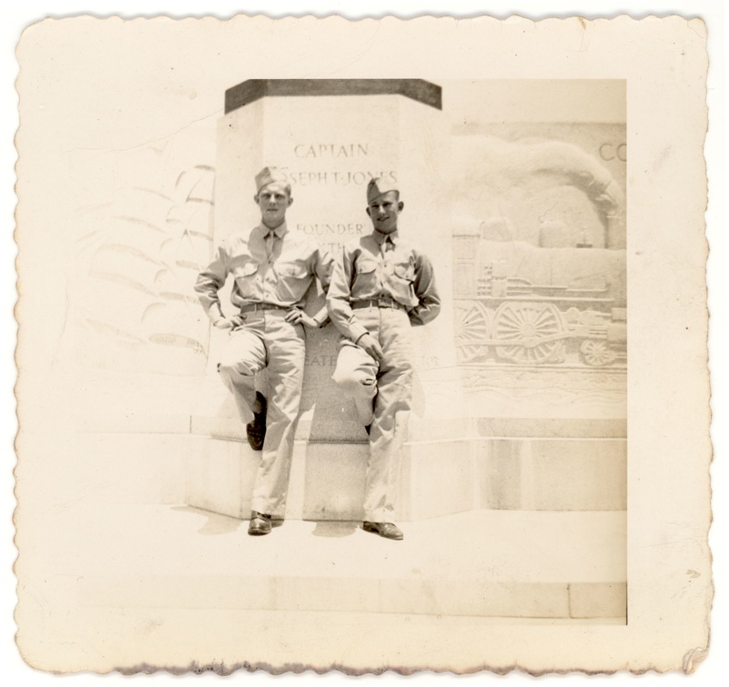 Jim Alderman and Bill Binnebose on leave, 1942