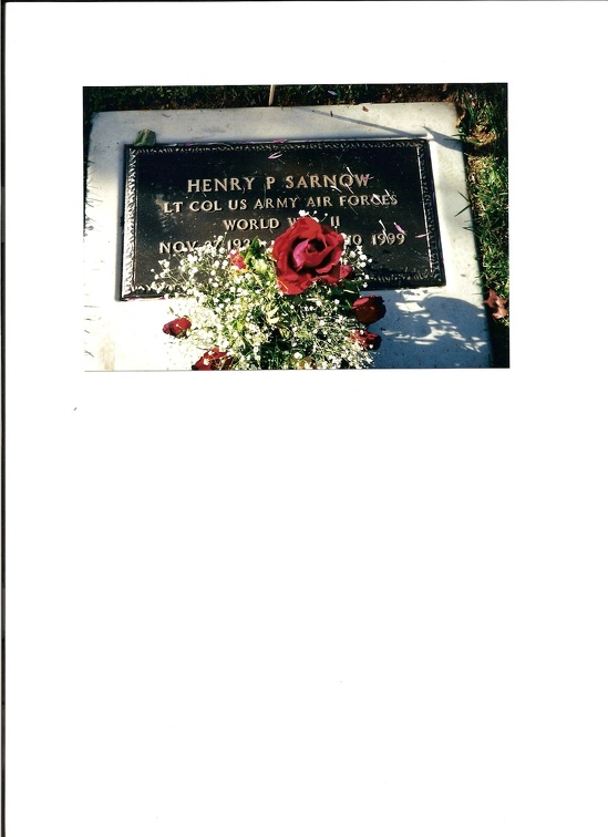 Headstone Sarnow Graveasite having passed away 1999